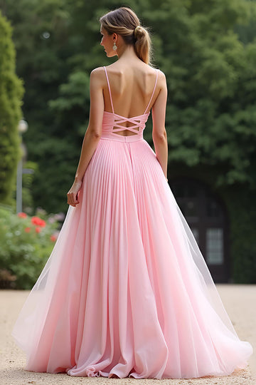 Chic Rose Une Ligne Plissé En Mousseline De Soie Col En V Robe de demoiselle d’honneur